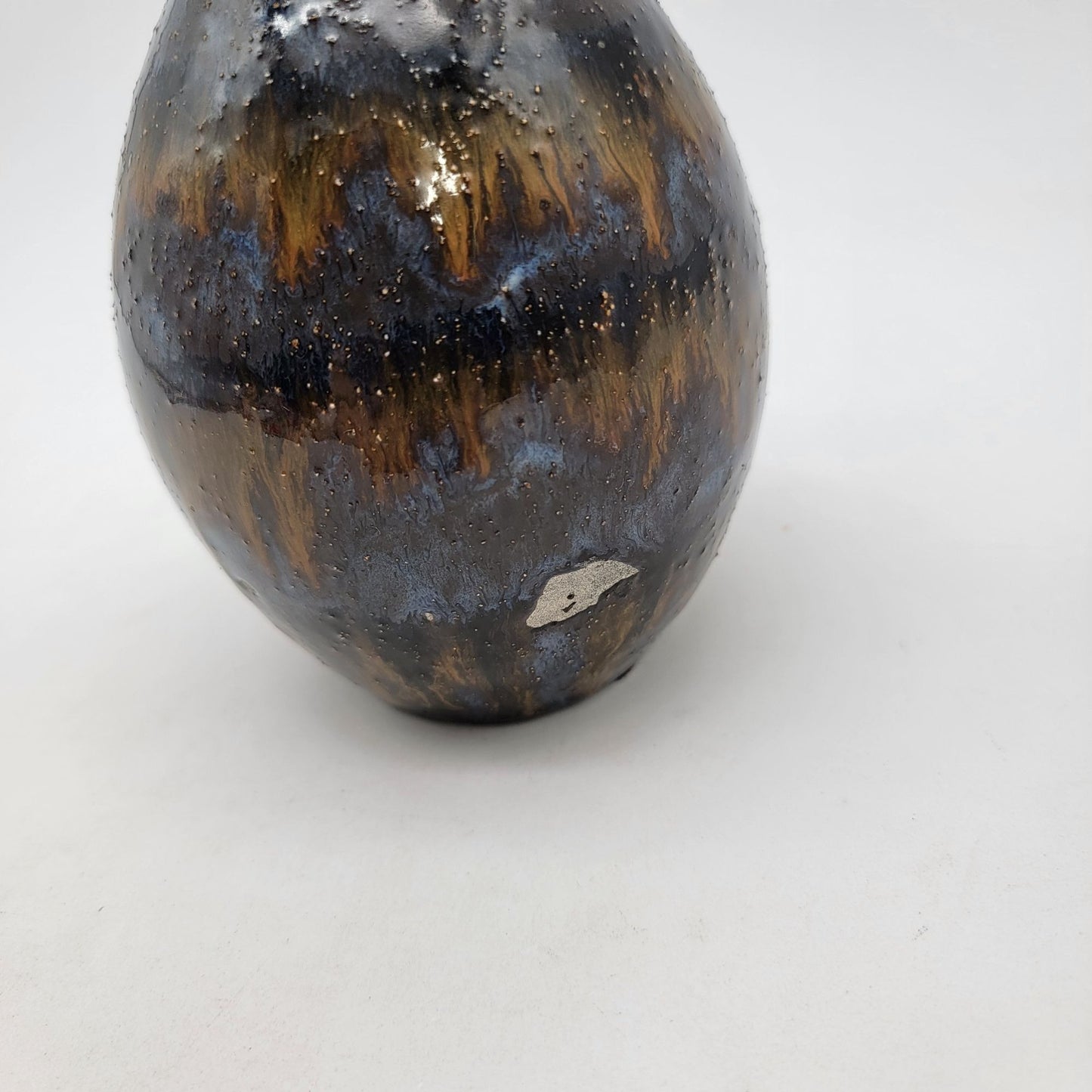 Tall Art Pottery Bud Vase With Drip Glaze Finish