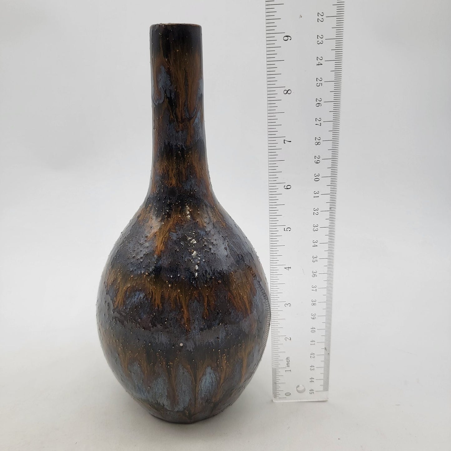 Tall Art Pottery Bud Vase With Drip Glaze Finish