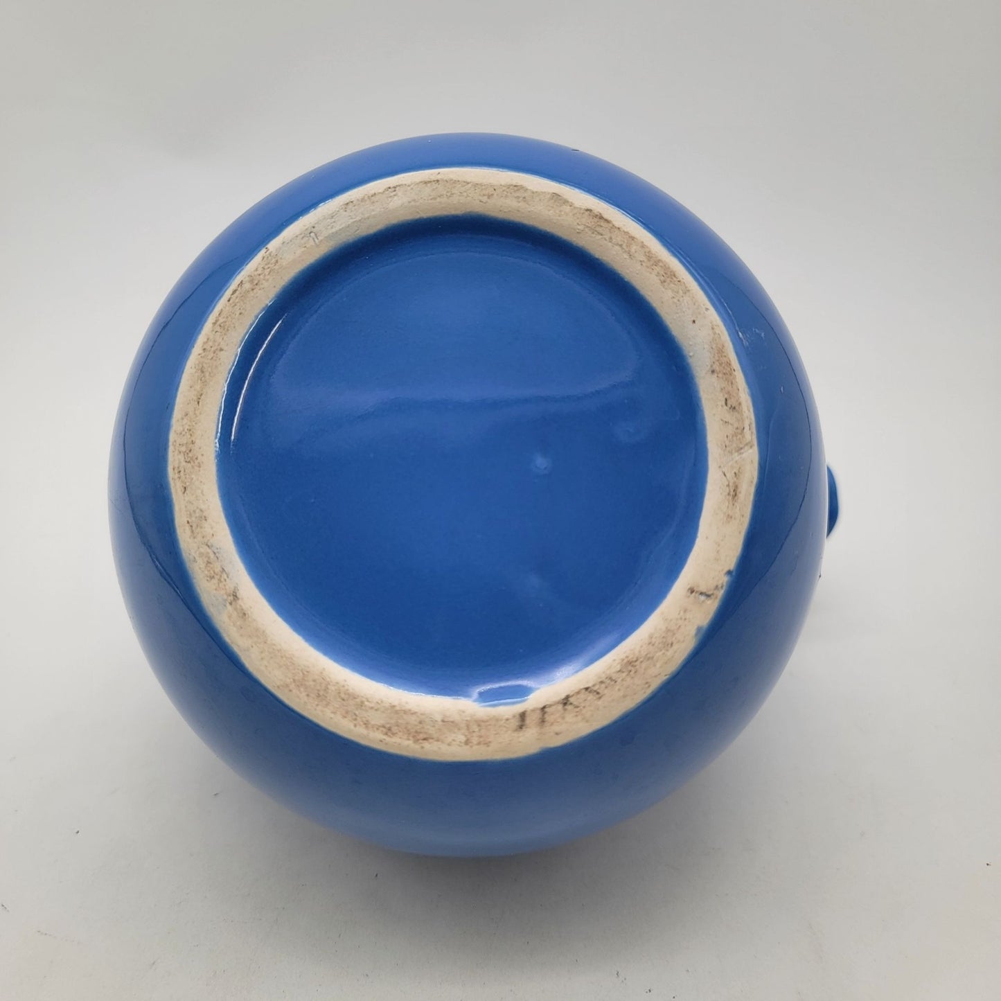 1950s MCM Homer Laughlin Harlequin Delph Blue Round Ball Jug Pitcher With Ice Lip