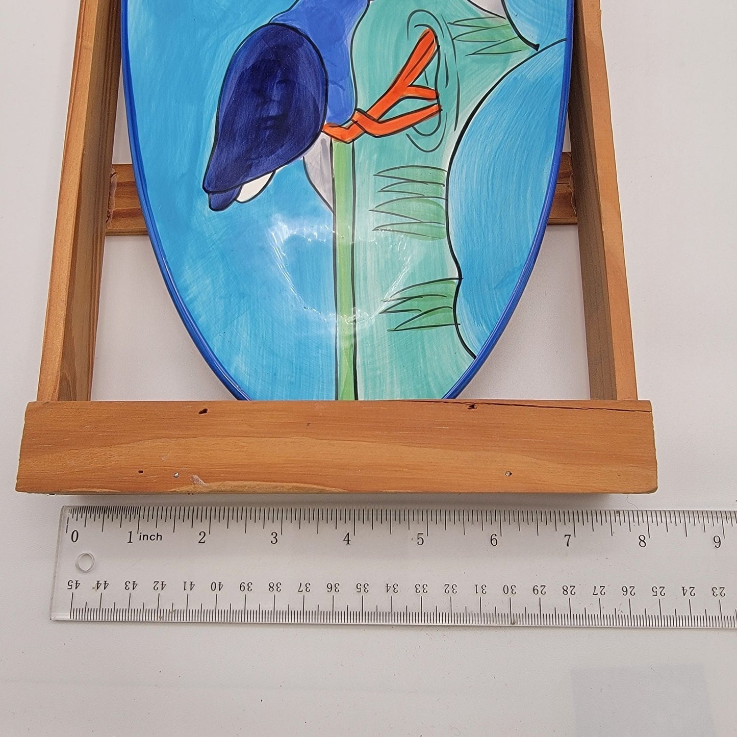 Hand Painted Oval Dish NZ Pukeko Bird Motif Pacific Breeze