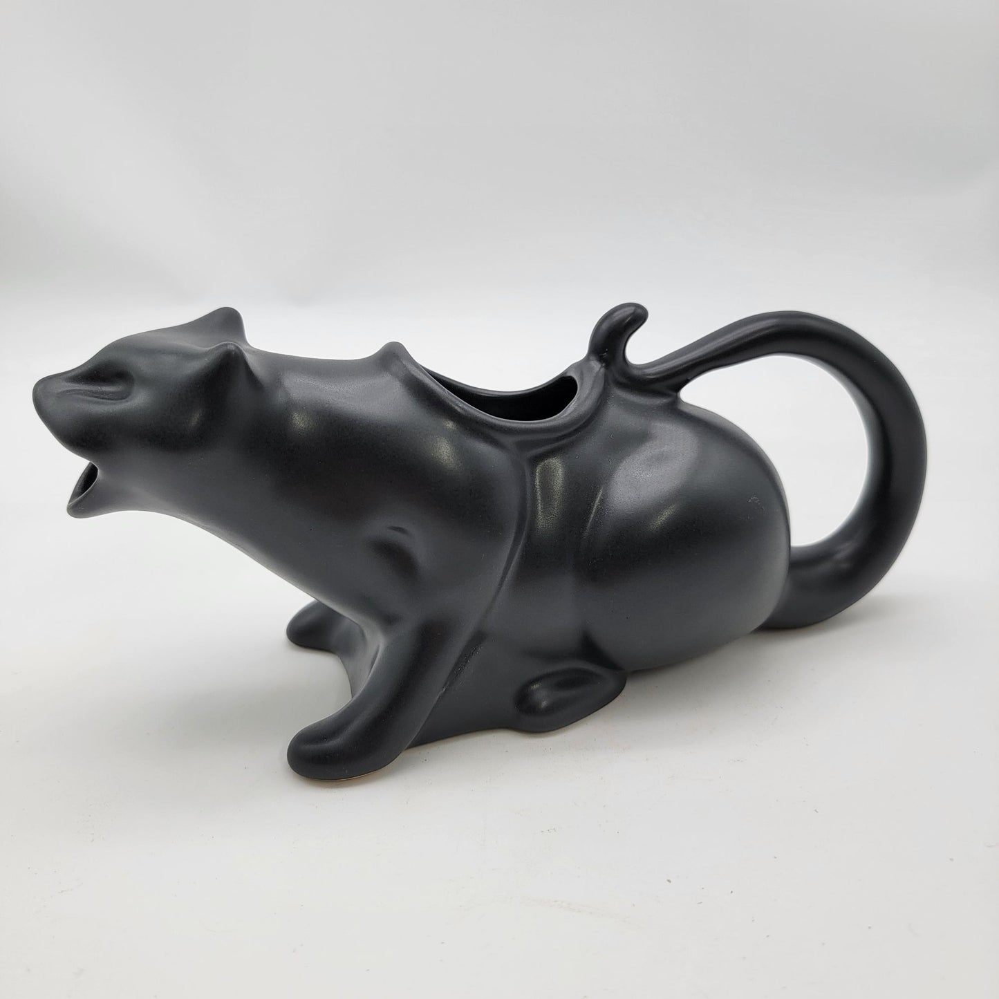 Puking Kitty Cat Black Gravy Server Pitcher