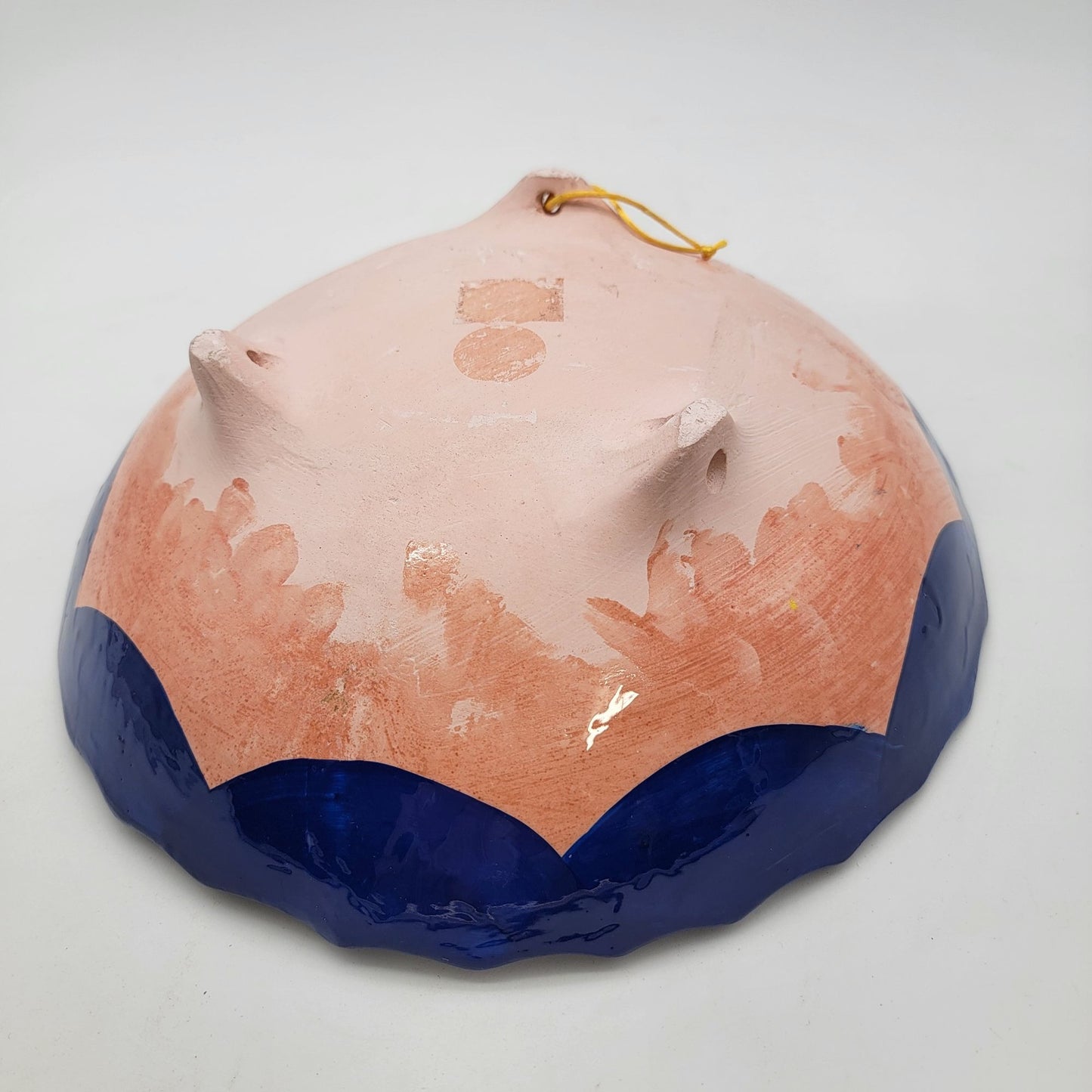 Mexican Pottery Blue & White Floral Footed Bowl