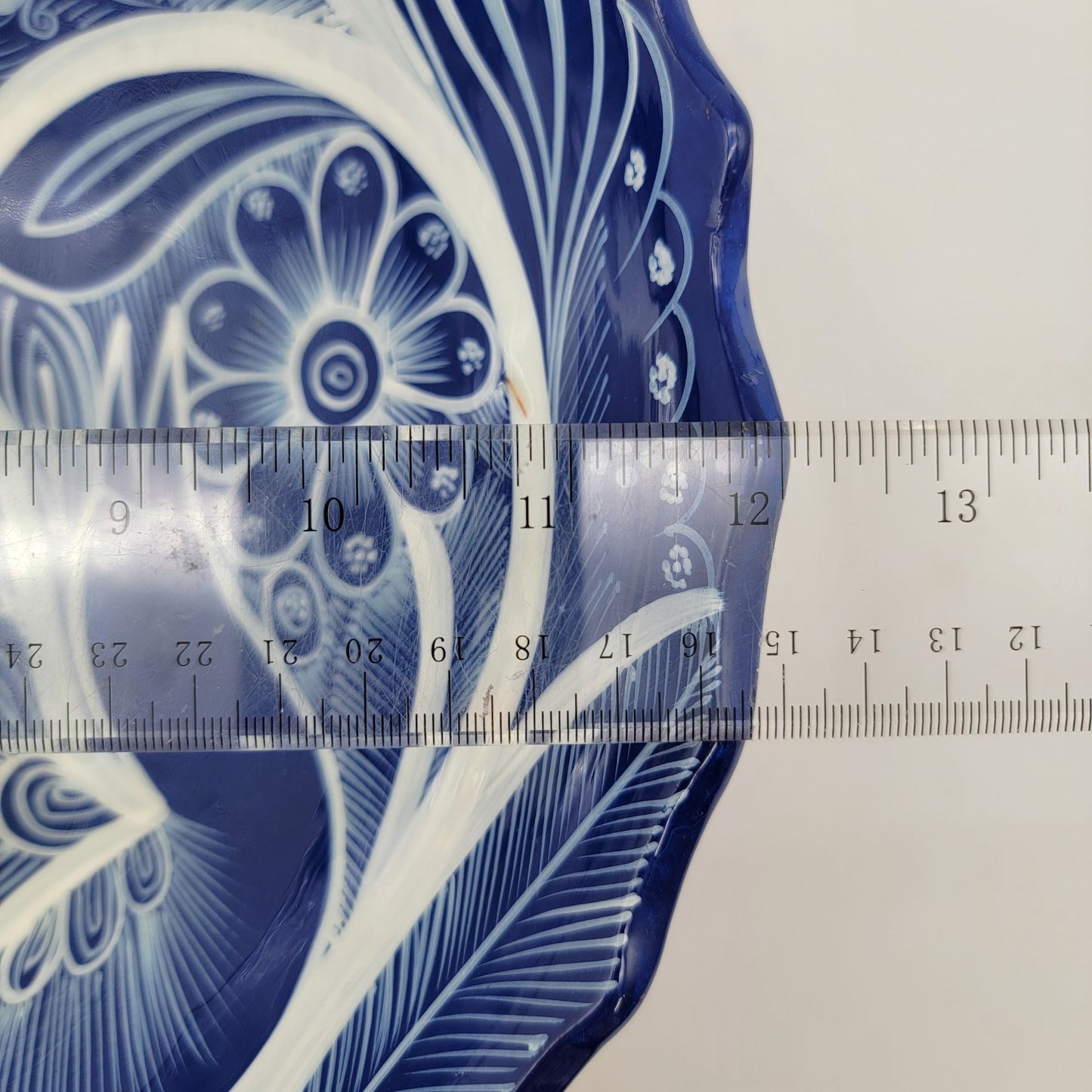 Mexican Pottery Blue & White Floral Footed Bowl