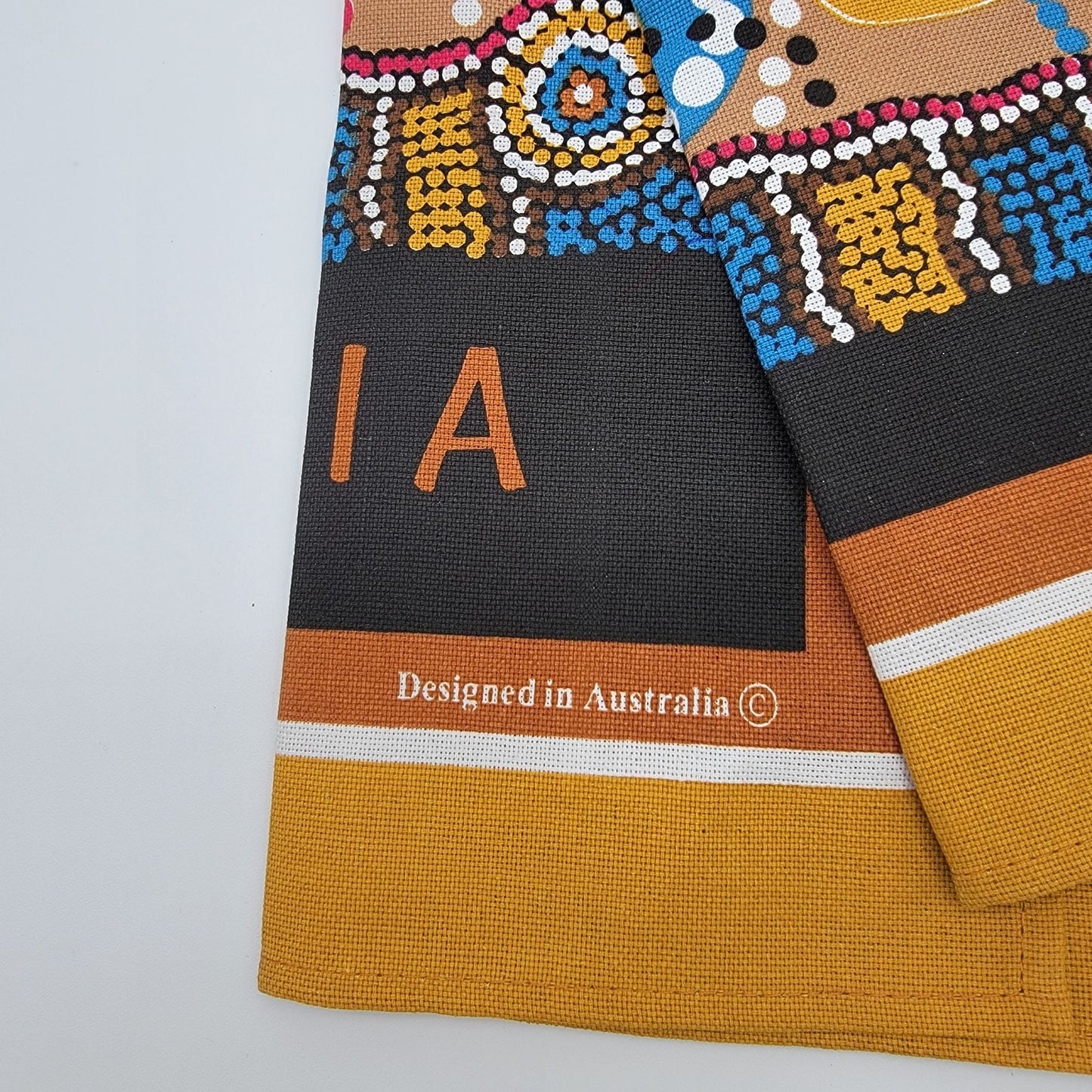Australia Souvenir Tea Towel With Aboriginal Art Design