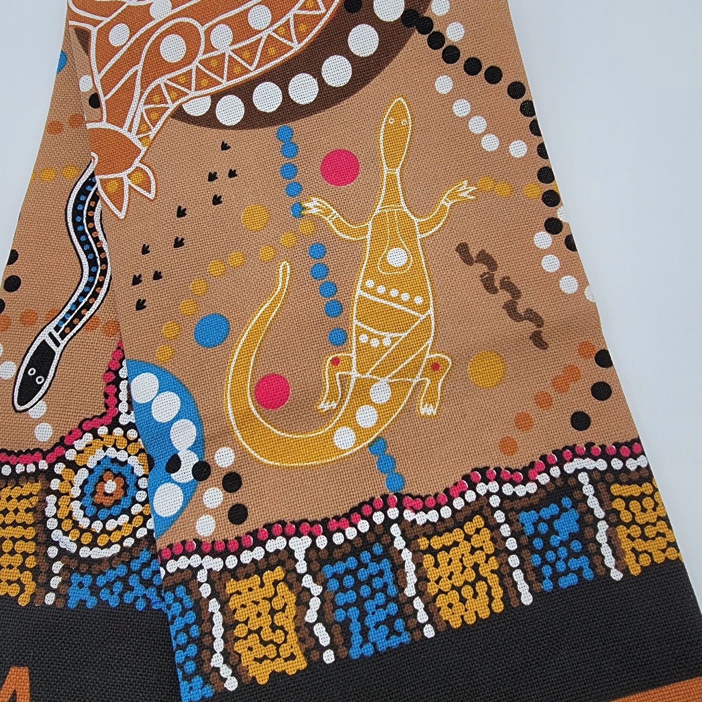Australia Souvenir Tea Towel With Aboriginal Art Design