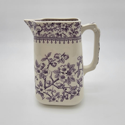 Vintage Twos Company Purple Cherry Blossom Transferware Pitcher