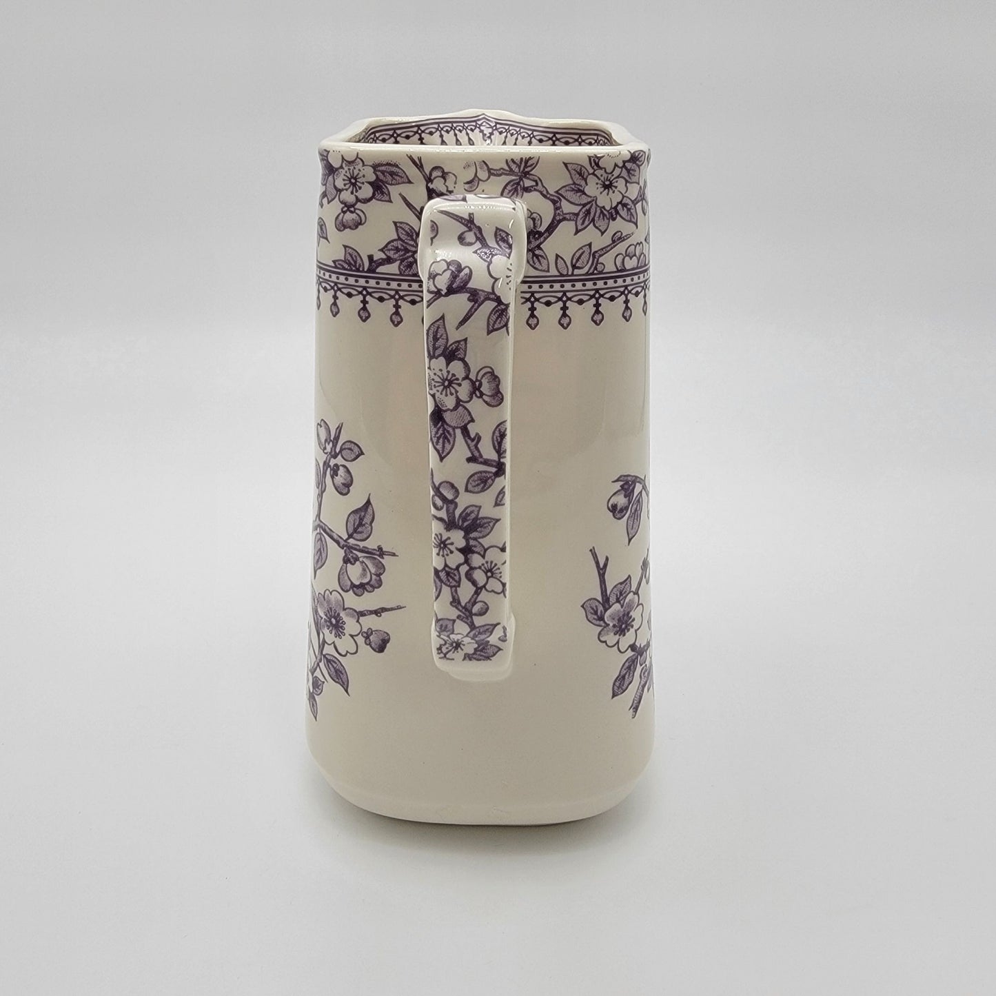 Vintage Twos Company Purple Cherry Blossom Transferware Pitcher