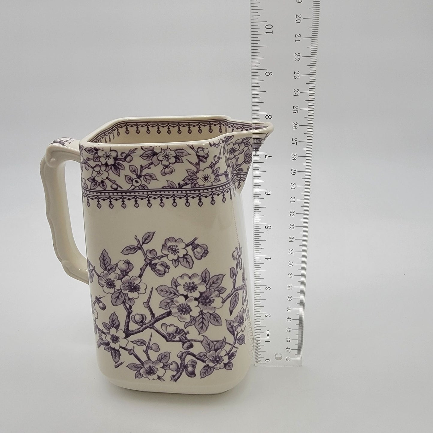 Vintage Twos Company Purple Cherry Blossom Transferware Pitcher