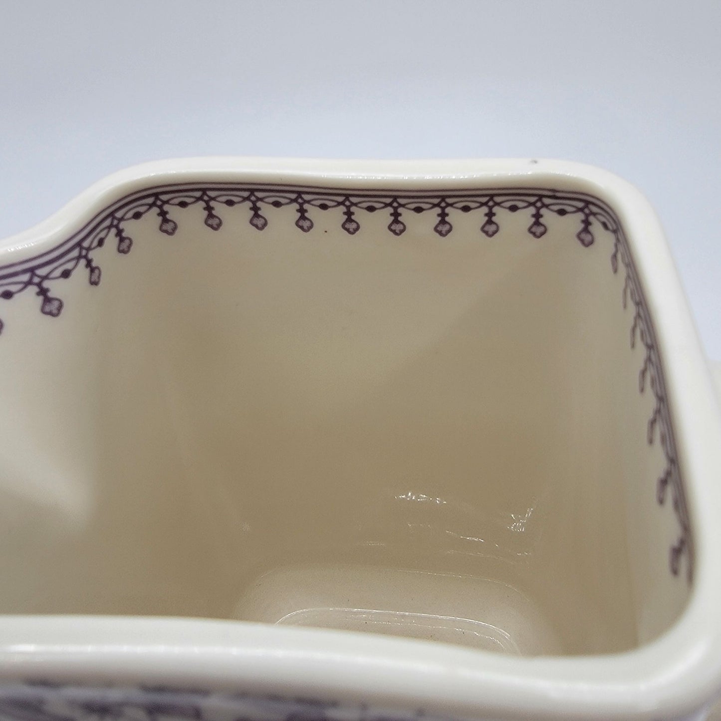 Vintage Twos Company Purple Cherry Blossom Transferware Pitcher