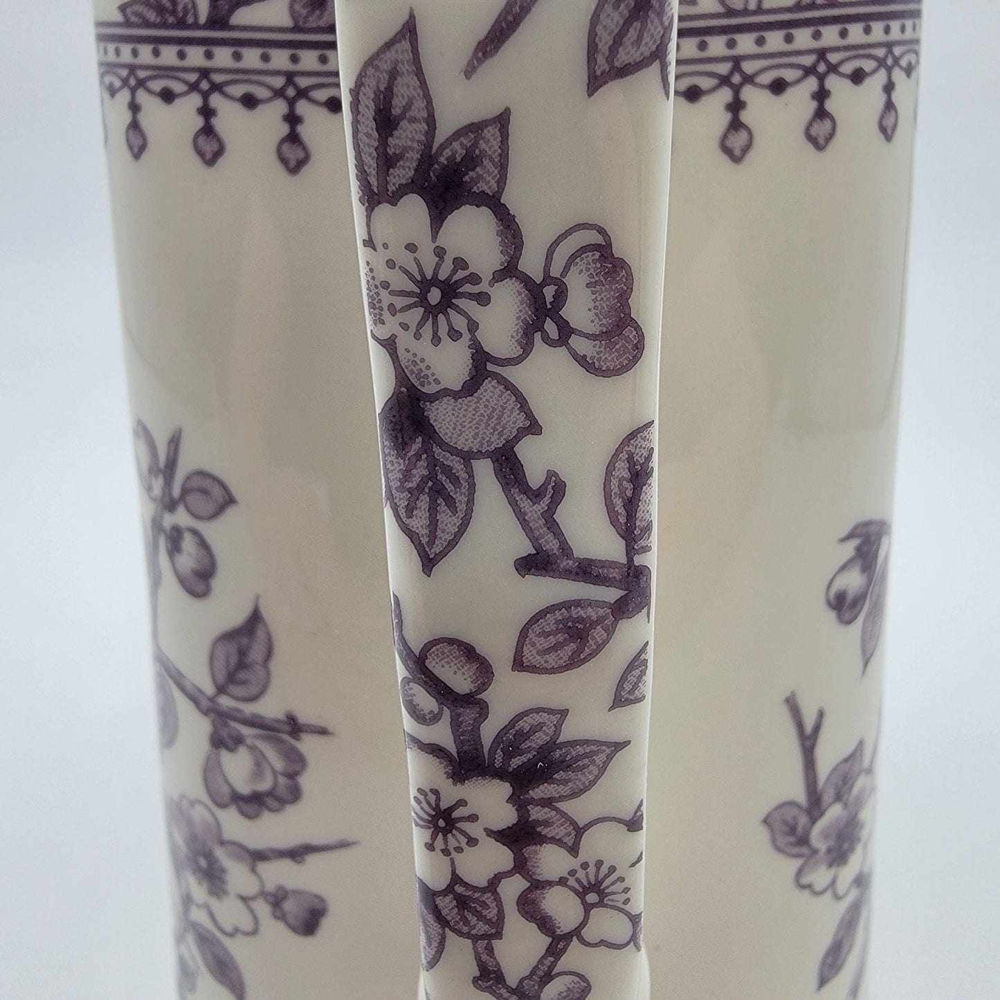 Vintage Twos Company Purple Cherry Blossom Transferware Pitcher