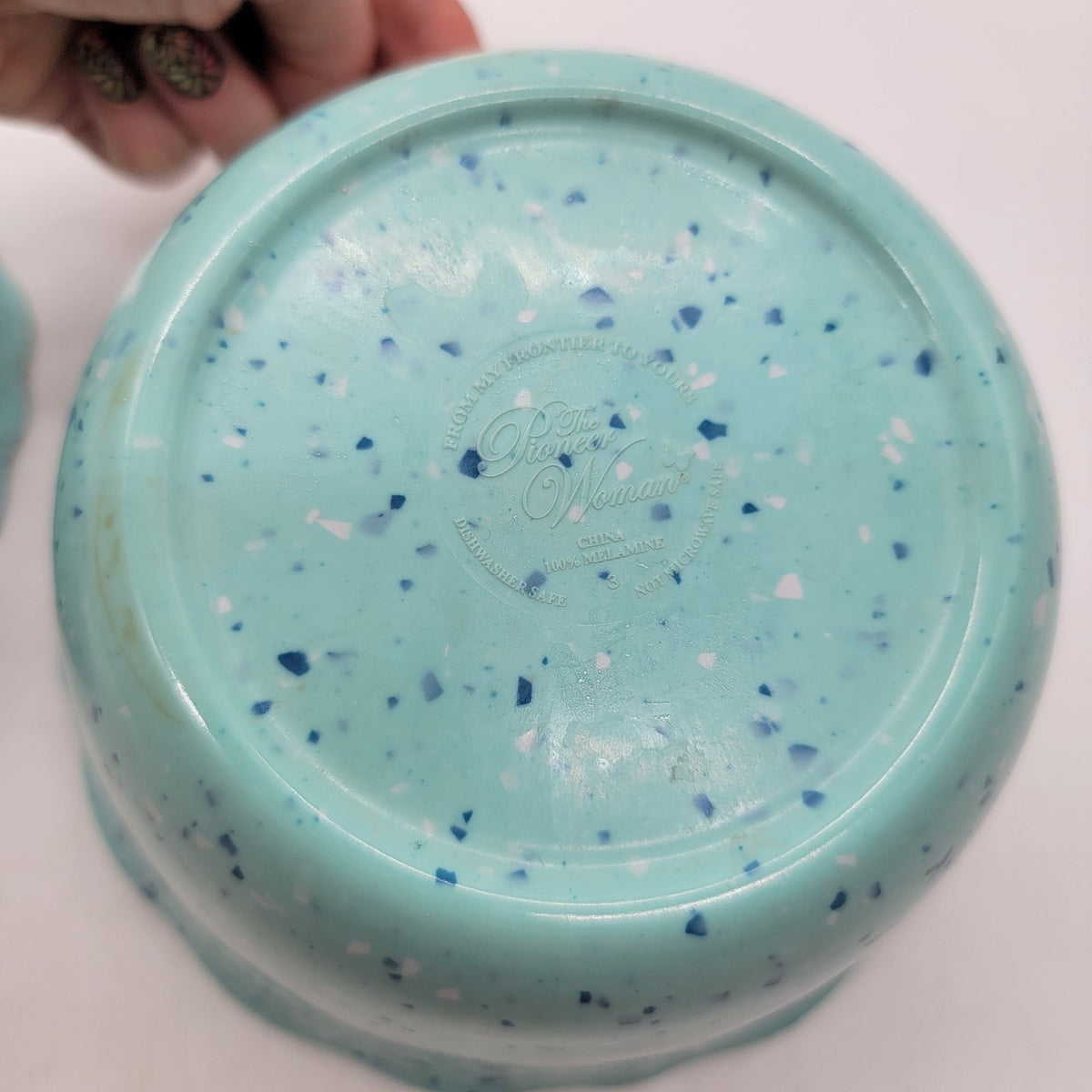 Pioneer Woman Juliette Melamine Bowls Set Of 2 Teal Blue Speckled