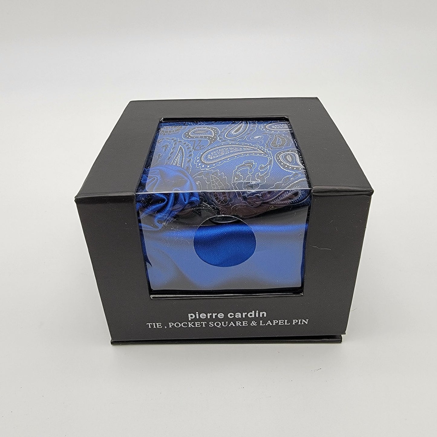 Pierre Cardin Blue Paisley Tie Pocket Square & Tie Tack Set With Bonus Stacy Adams Pocket Squares