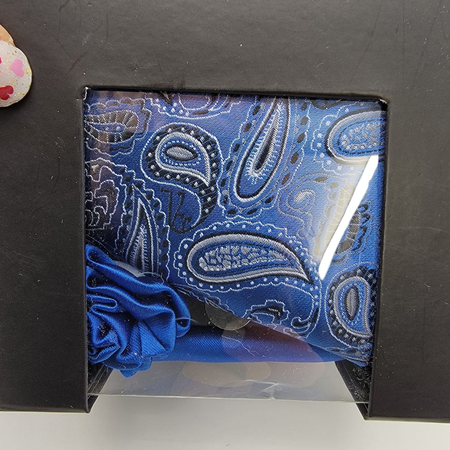 Pierre Cardin Blue Paisley Tie Pocket Square & Tie Tack Set With Bonus Stacy Adams Pocket Squares