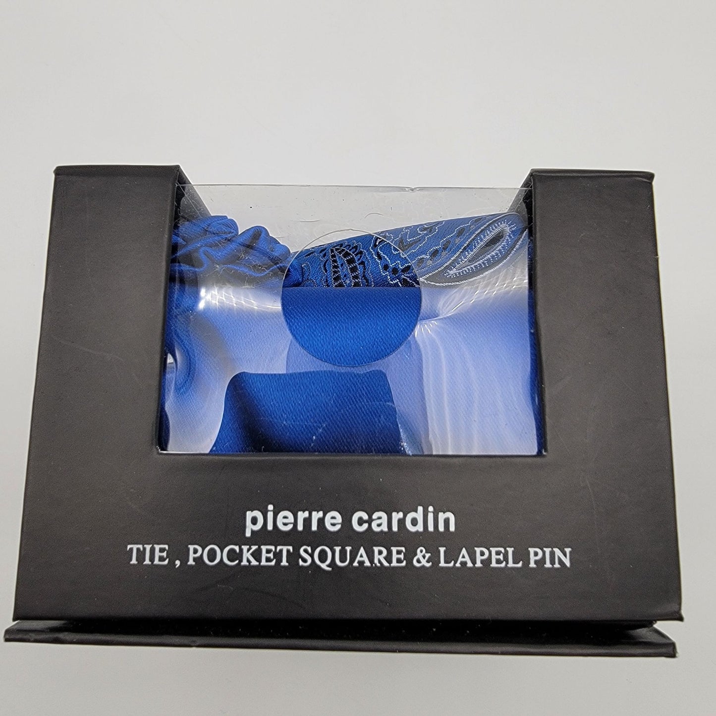 Pierre Cardin Blue Paisley Tie Pocket Square & Tie Tack Set With Bonus Stacy Adams Pocket Squares