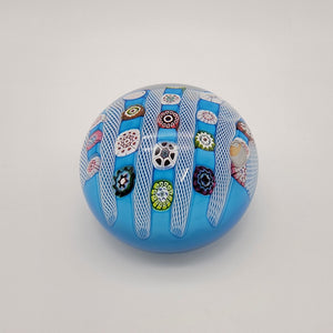Saint Louis 1972 Limited Edition Signed Blue Millefiori & Latticino Art Glass Doily Paperweight