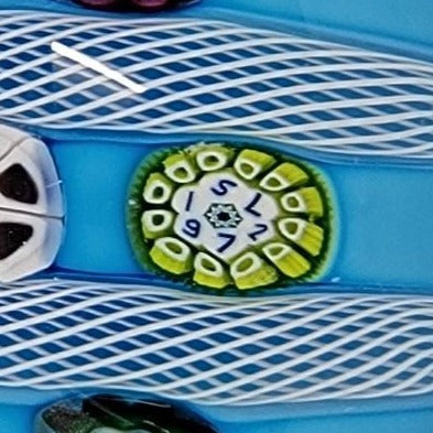 Saint Louis 1972 Limited Edition Signed Blue Millefiori & Latticino Art Glass Doily Paperweight