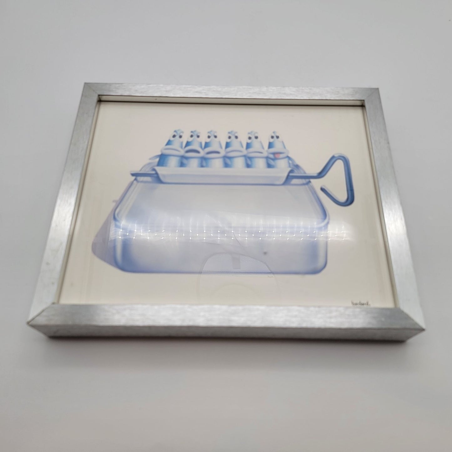 Vintage Framed Michael Bedard One Too Many Lithograph Art Funny Sardines