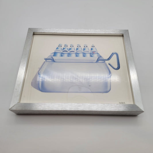 Vintage Framed Michael Bedard One Too Many Lithograph Art Funny Sardines