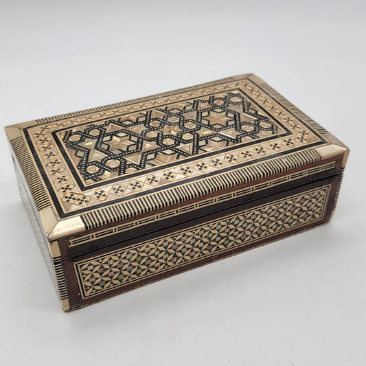Vintage Khatam Moorish Marquetry Box Micro-Mosaic Inlay Medium