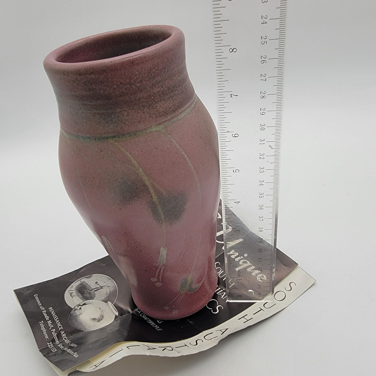 Jill Kealley L'Unique Australian Pottery Vase Pink & Green Glaze