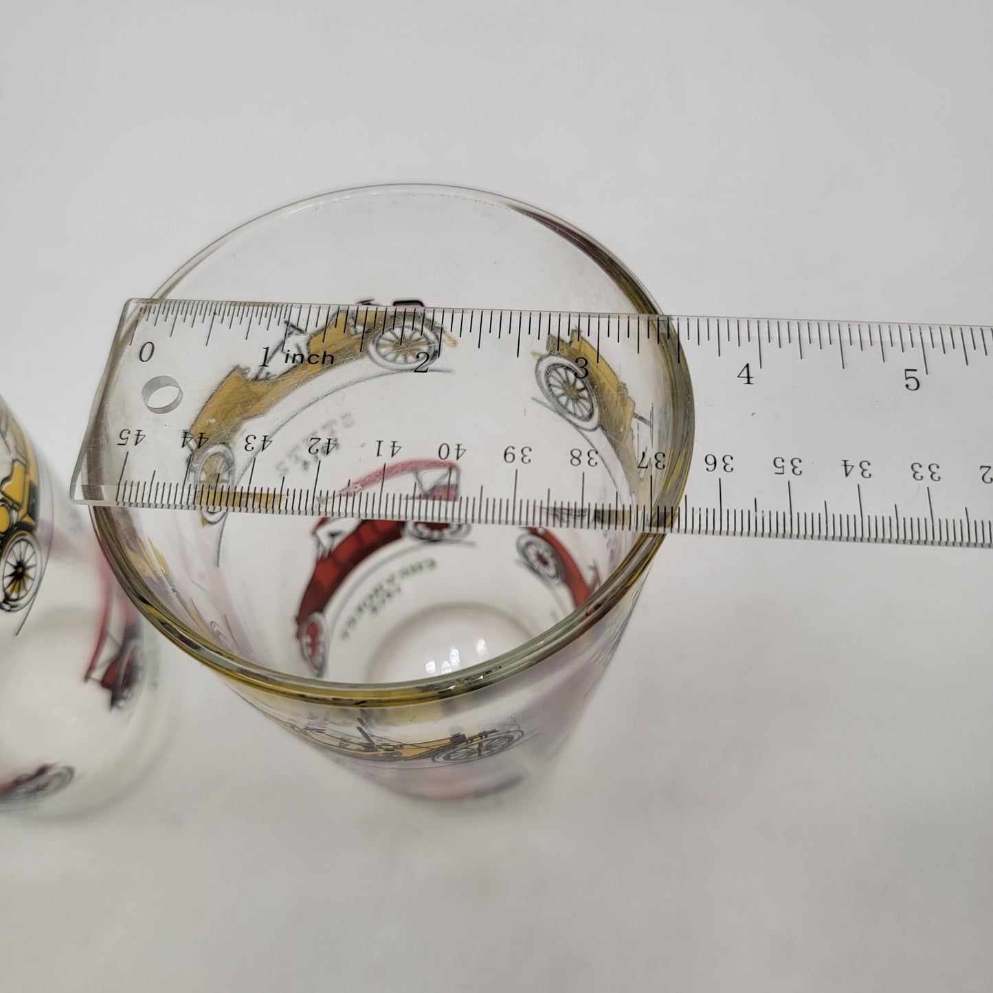 Vintage Hazel Atlas Antique Cars Large Tumbler Glasses Set Of 2