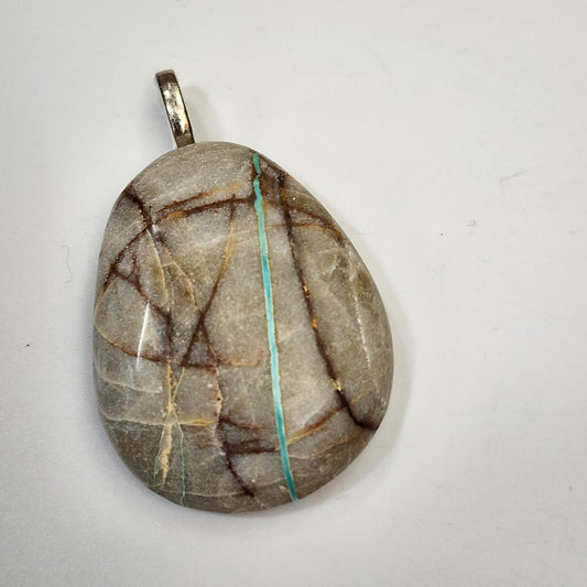 Artisan Royston Ribbon Turquoise Gemstone Pendant