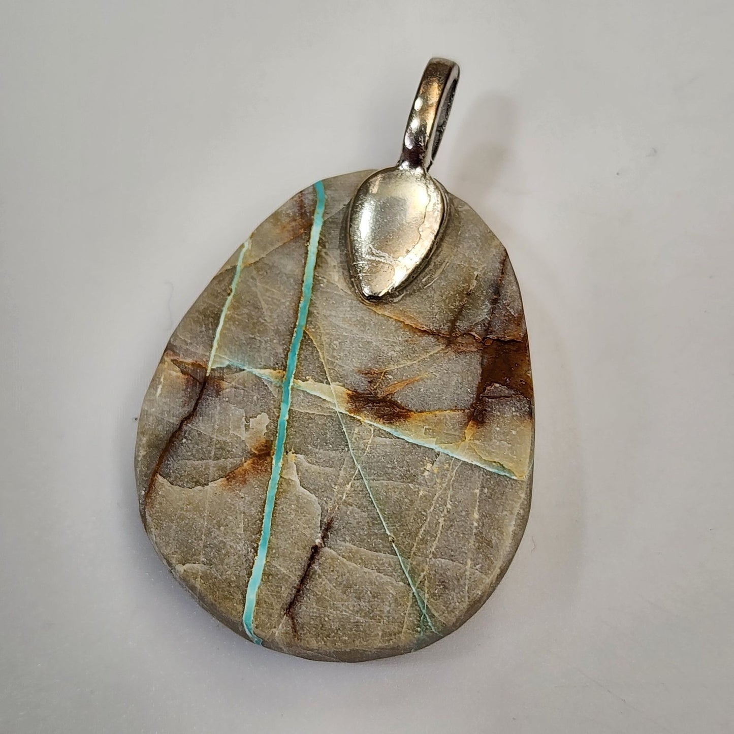 Artisan Royston Ribbon Turquoise Gemstone Pendant