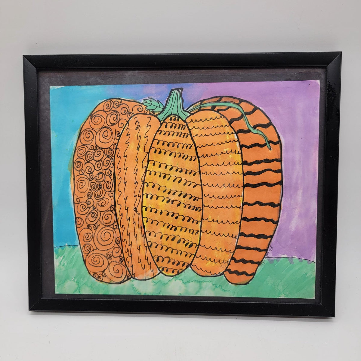 Original Pumpkin Watercolor Art Signed Phoebe Lee
