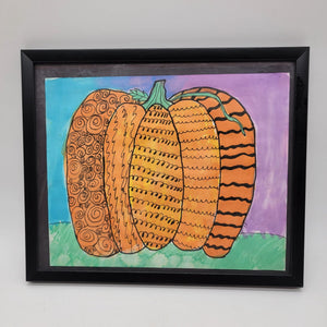 Original Pumpkin Watercolor Art Signed Phoebe Lee
