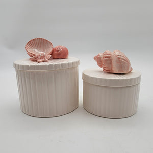 Pair of 1976 Fitz & Floyd Coquille Seashells Canisters