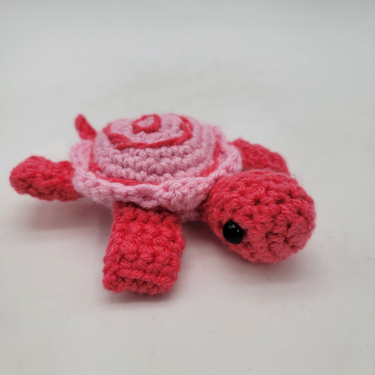 Hand-Crocheted Turtle - Two Tone Pink with Spiral