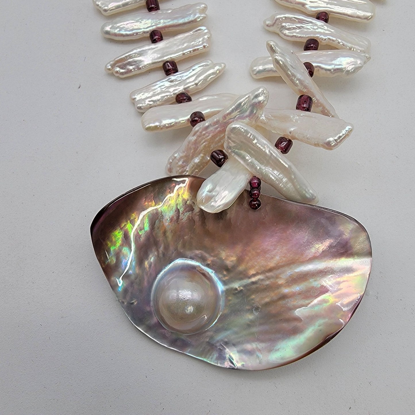 Mabe Blister Pearl Biwa Baroque Freshwater Pearls Necklace