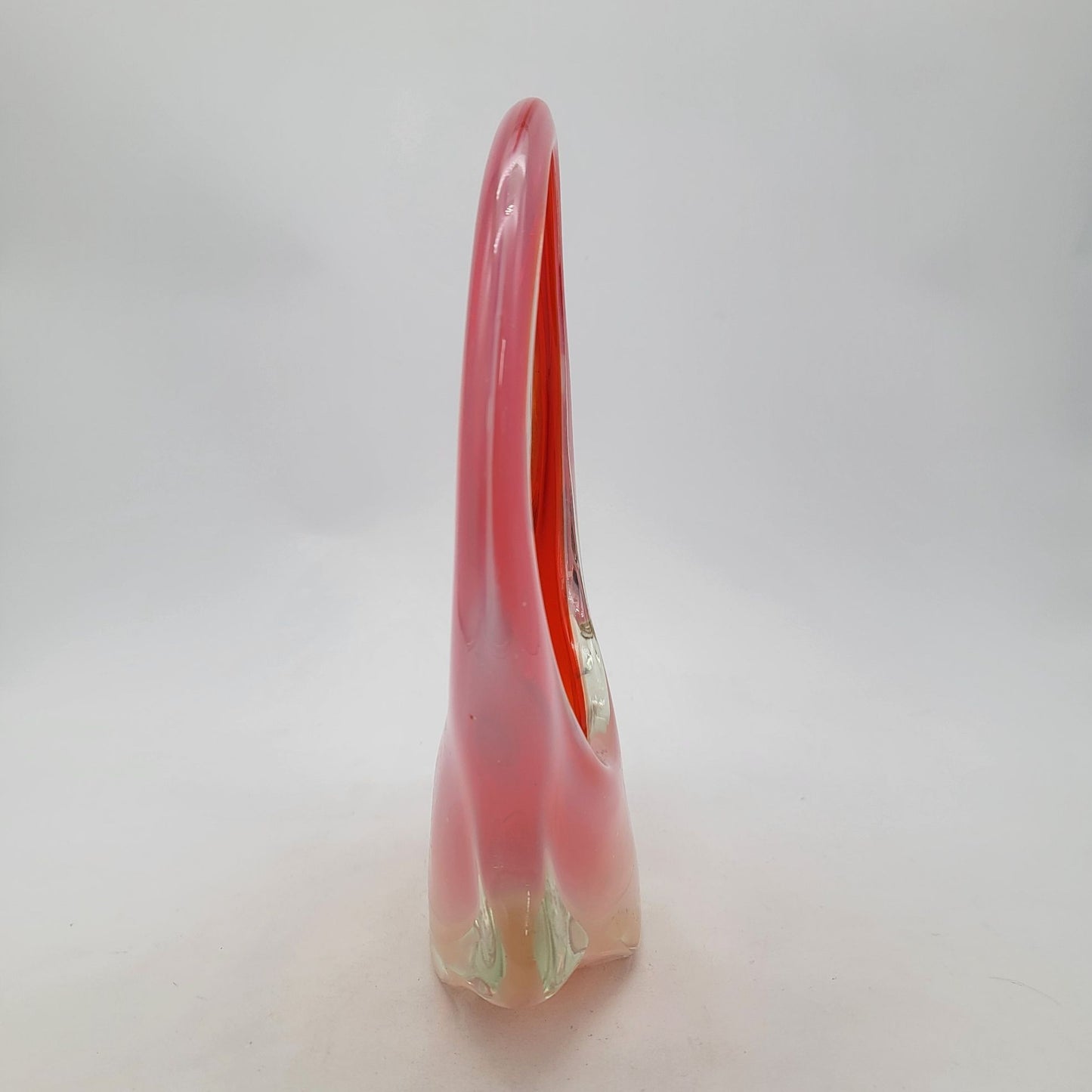 Vintage Fratelli Toso Murano Orange Sommerso Art Glass Basket