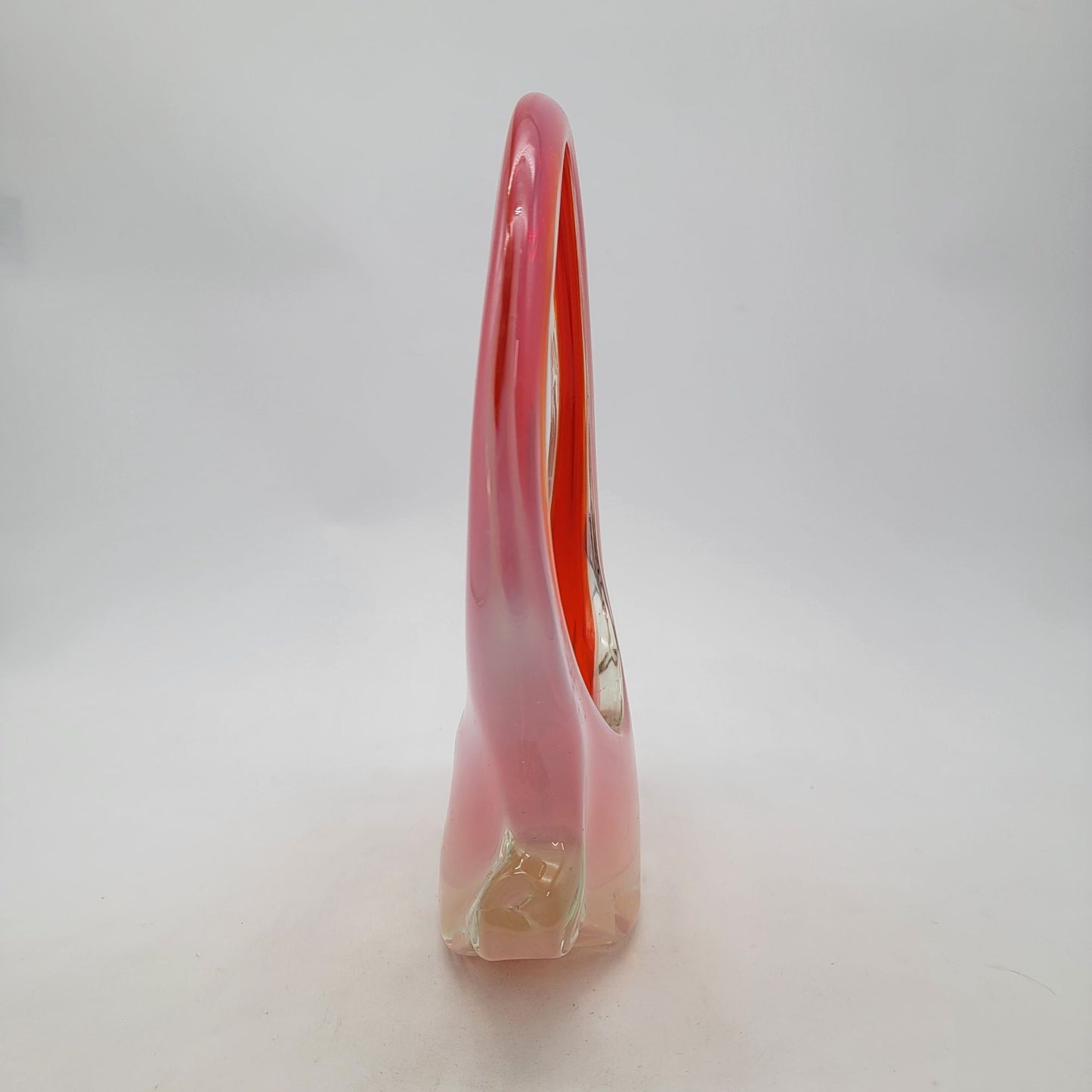 Vintage Fratelli Toso Murano Orange Sommerso Art Glass Basket