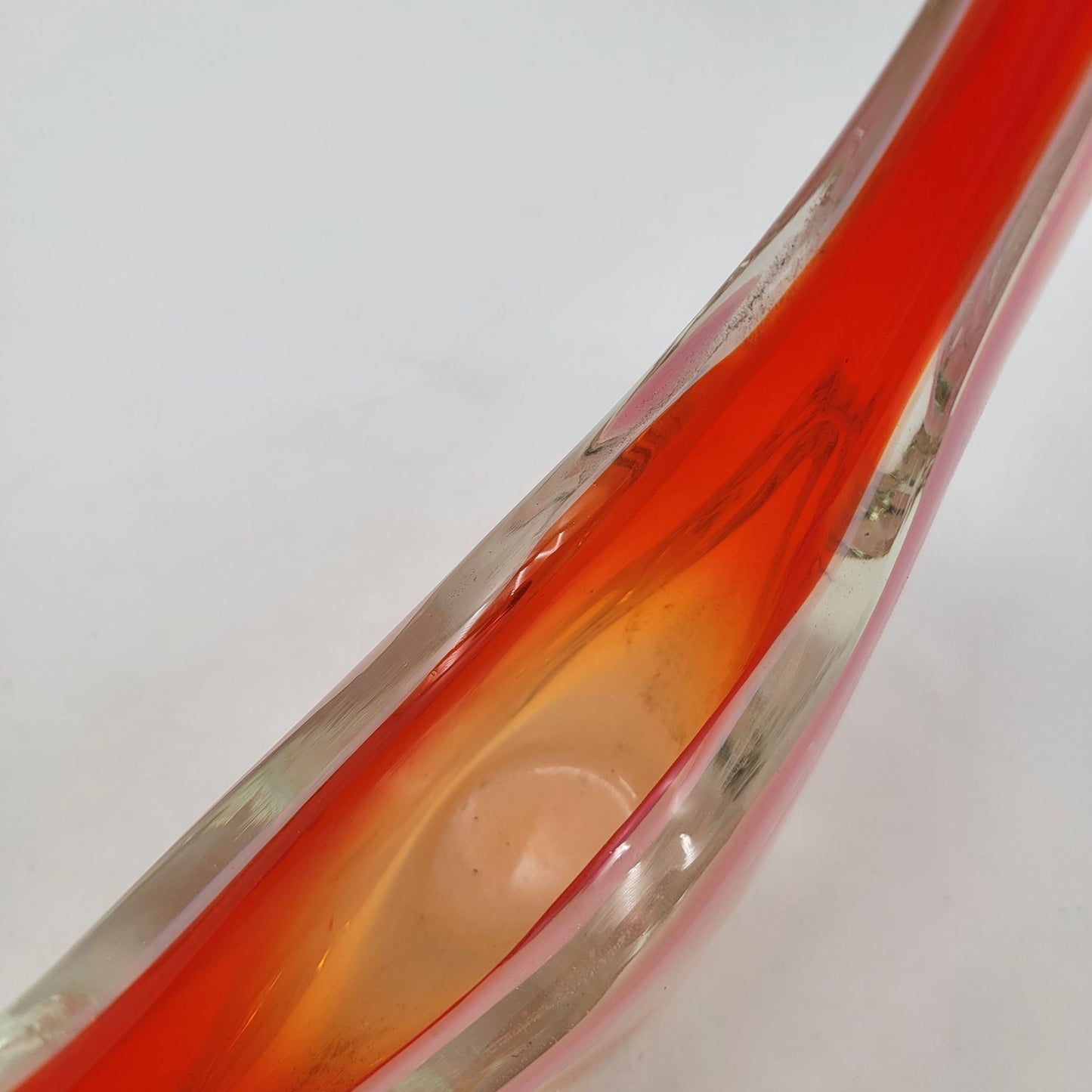 Vintage Fratelli Toso Murano Orange Sommerso Art Glass Basket