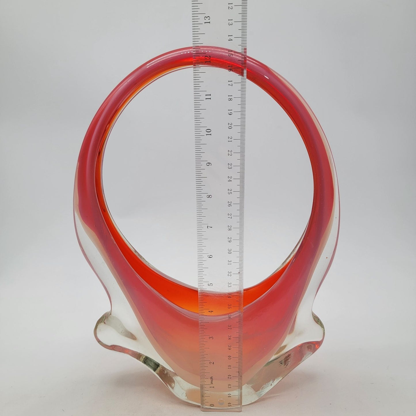 Vintage Fratelli Toso Murano Orange Sommerso Art Glass Basket