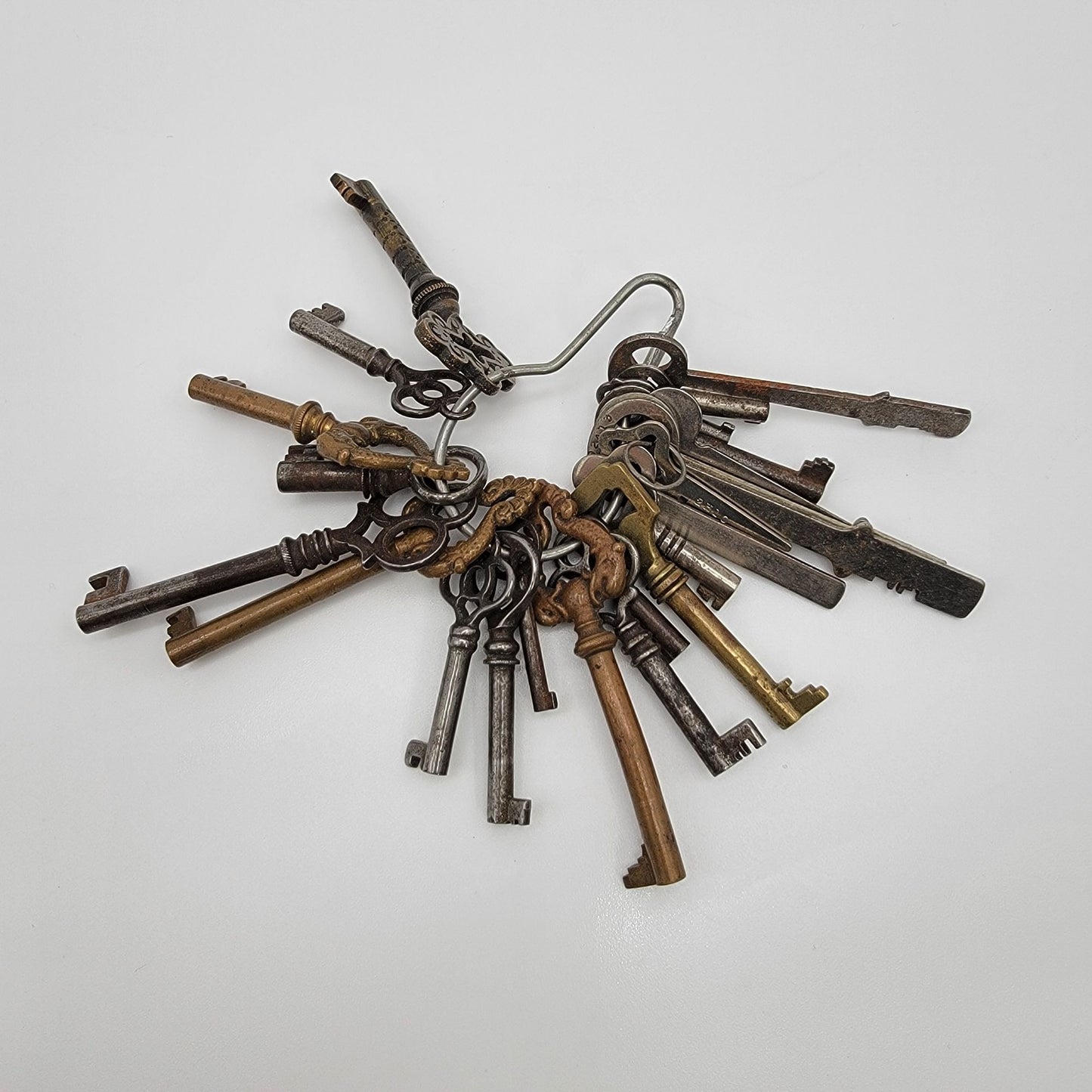 Antique Cast Iron Skeleton Key Set On Wire Hanger