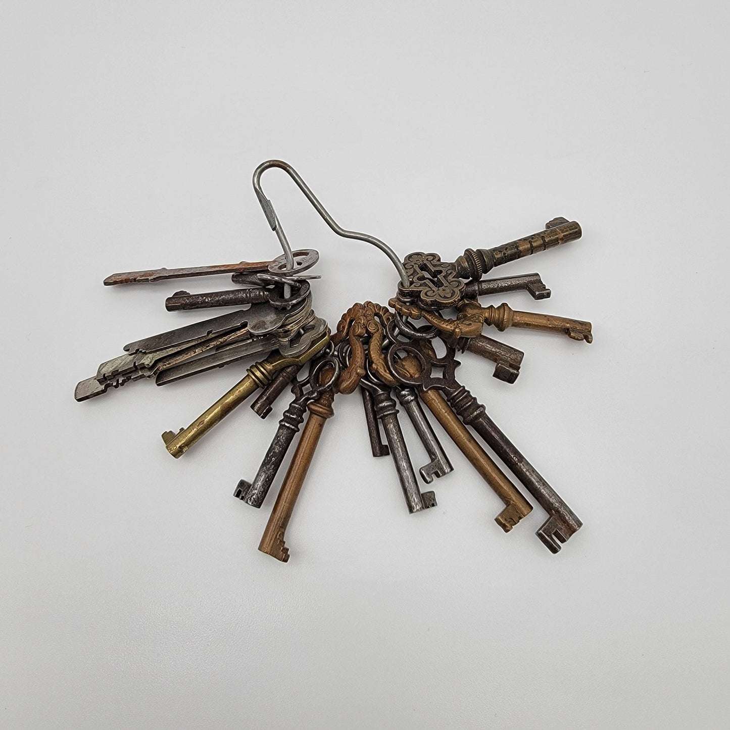 Antique Cast Iron Skeleton Key Set On Wire Hanger