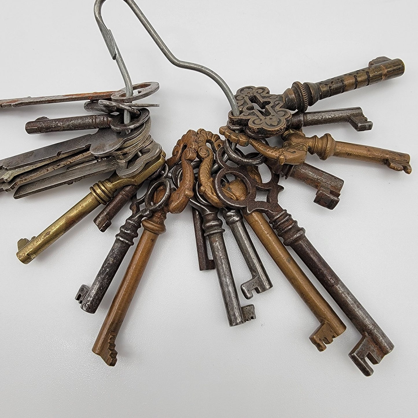 Antique Cast Iron Skeleton Key Set On Wire Hanger