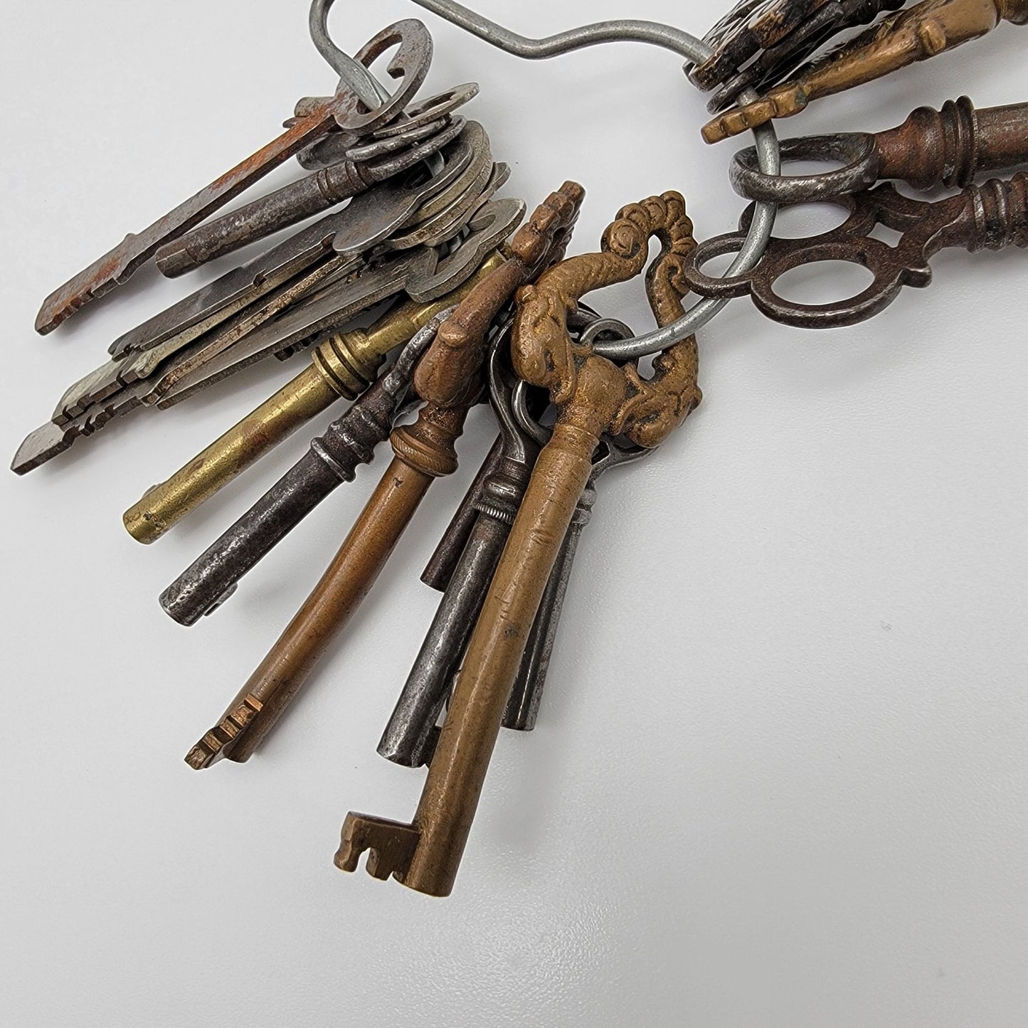Antique Cast Iron Skeleton Key Set On Wire Hanger