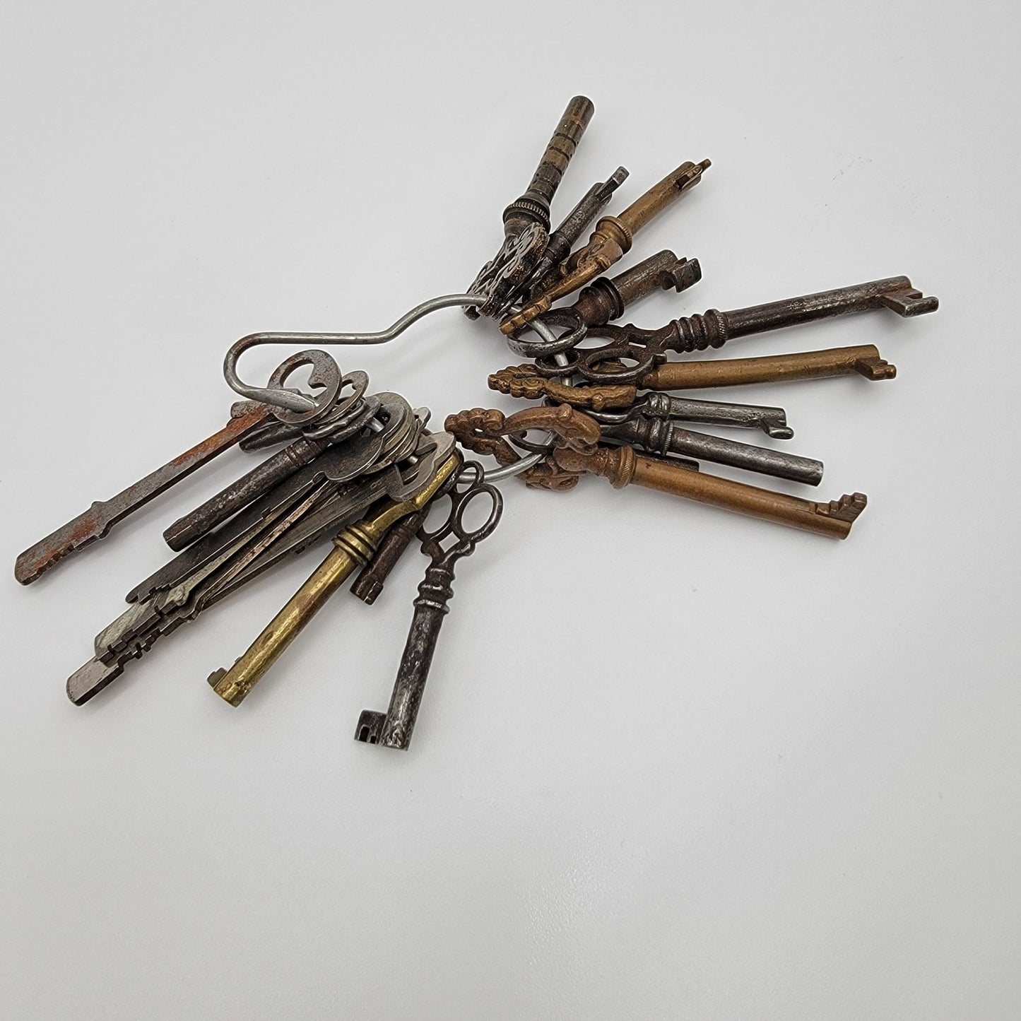 Antique Cast Iron Skeleton Key Set On Wire Hanger