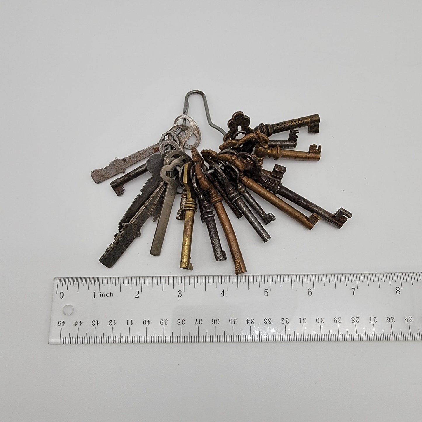 Antique Cast Iron Skeleton Key Set On Wire Hanger