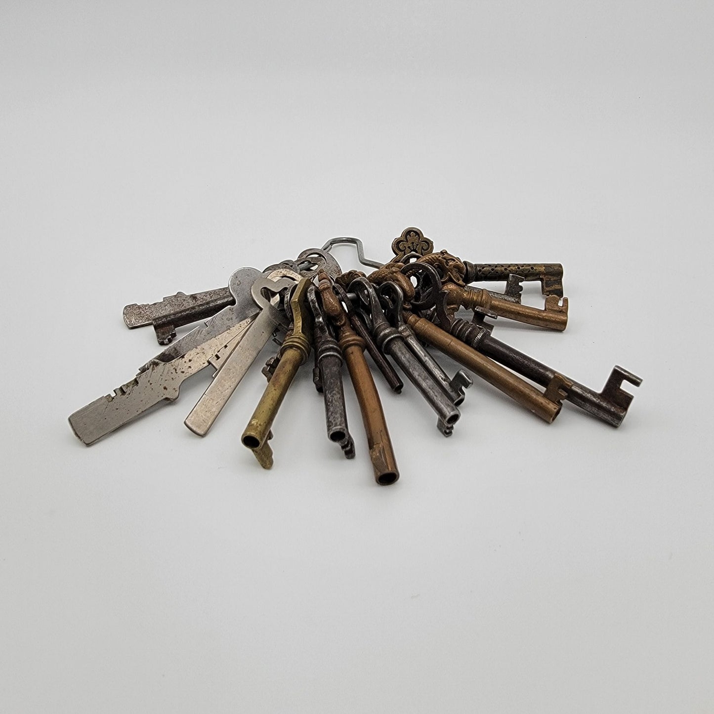 Antique Cast Iron Skeleton Key Set On Wire Hanger