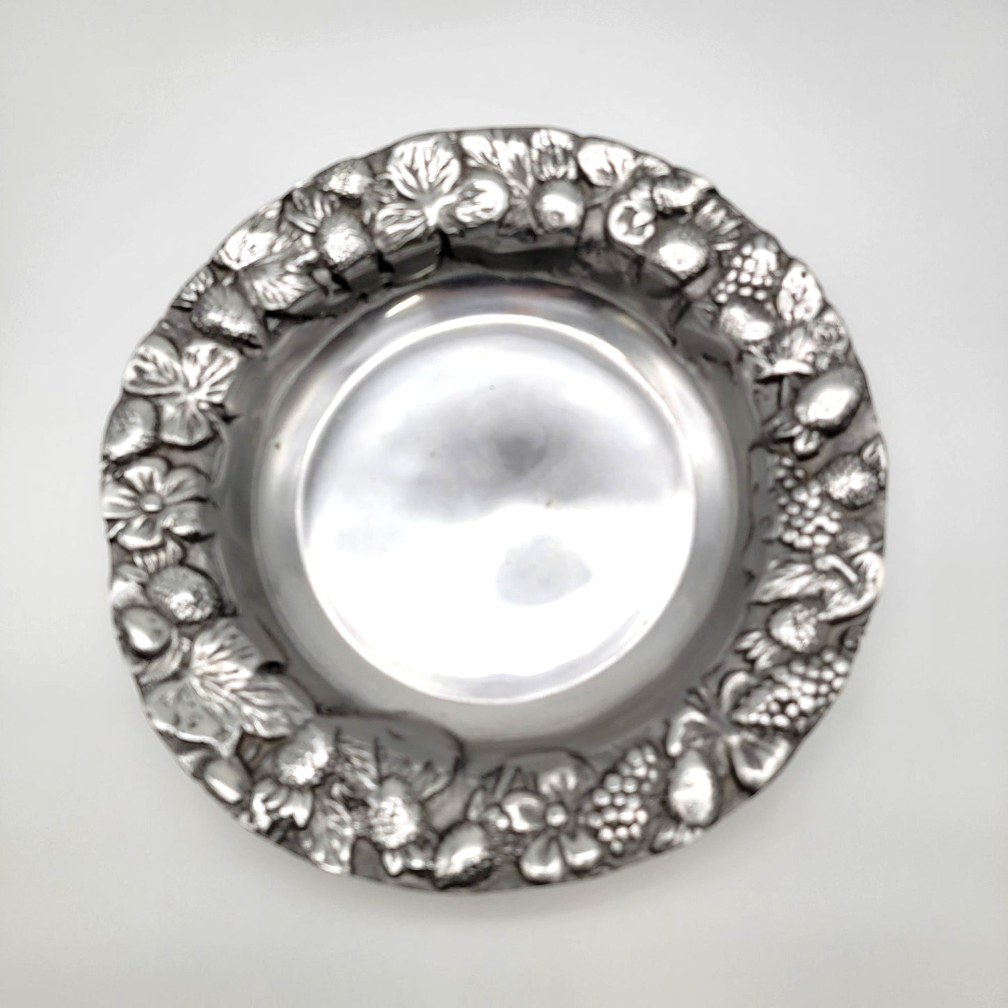 Vintage Pewter Strawberry Serving Bowl