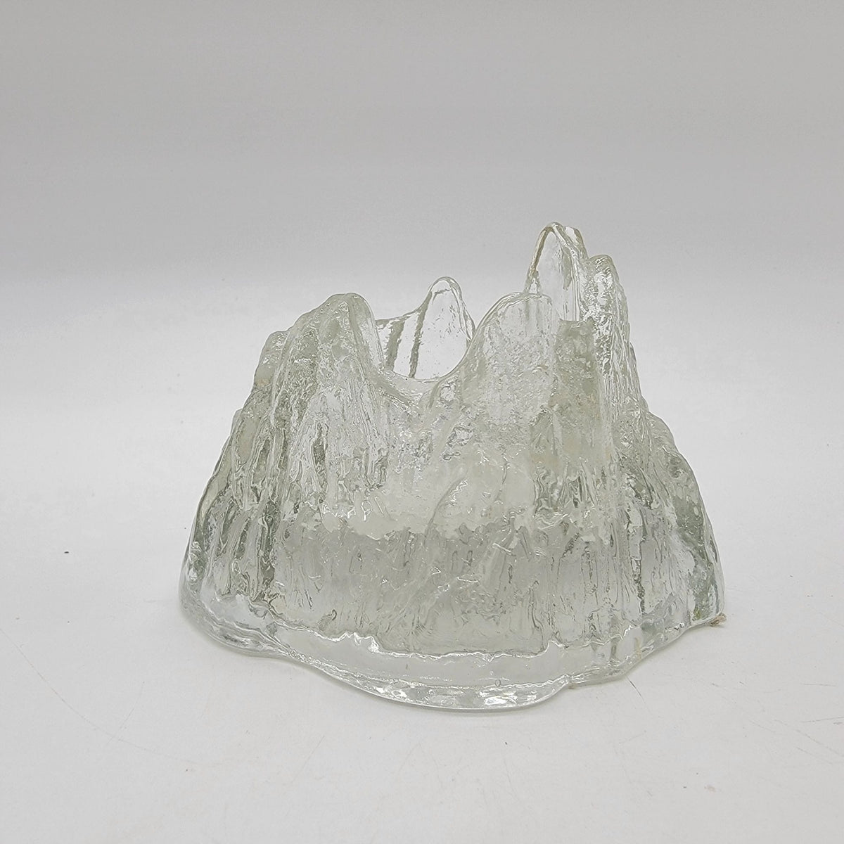 1970s Nybro Sweden Iceberg Glass Candle Holder
