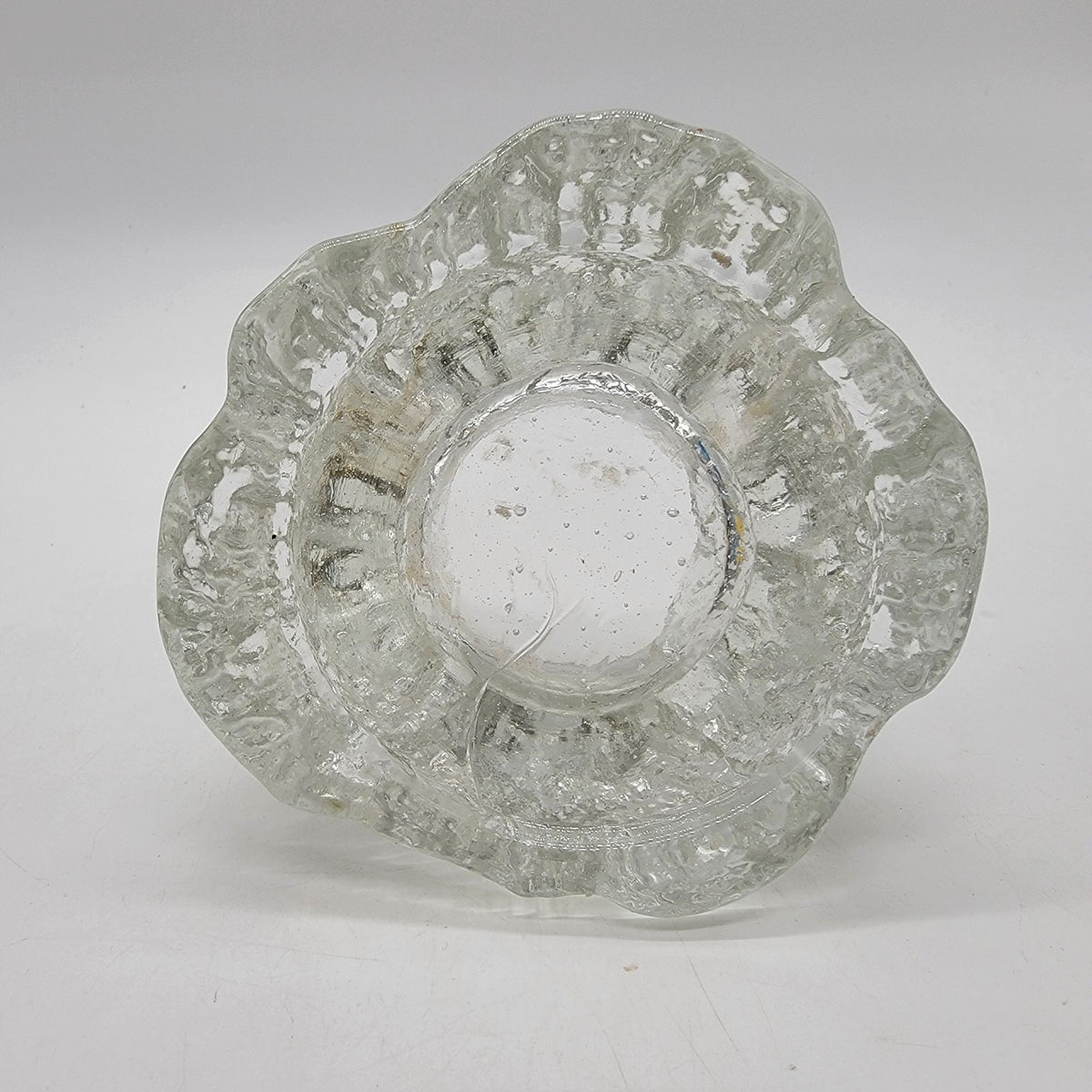 1970s Nybro Sweden Iceberg Glass Candle Holder