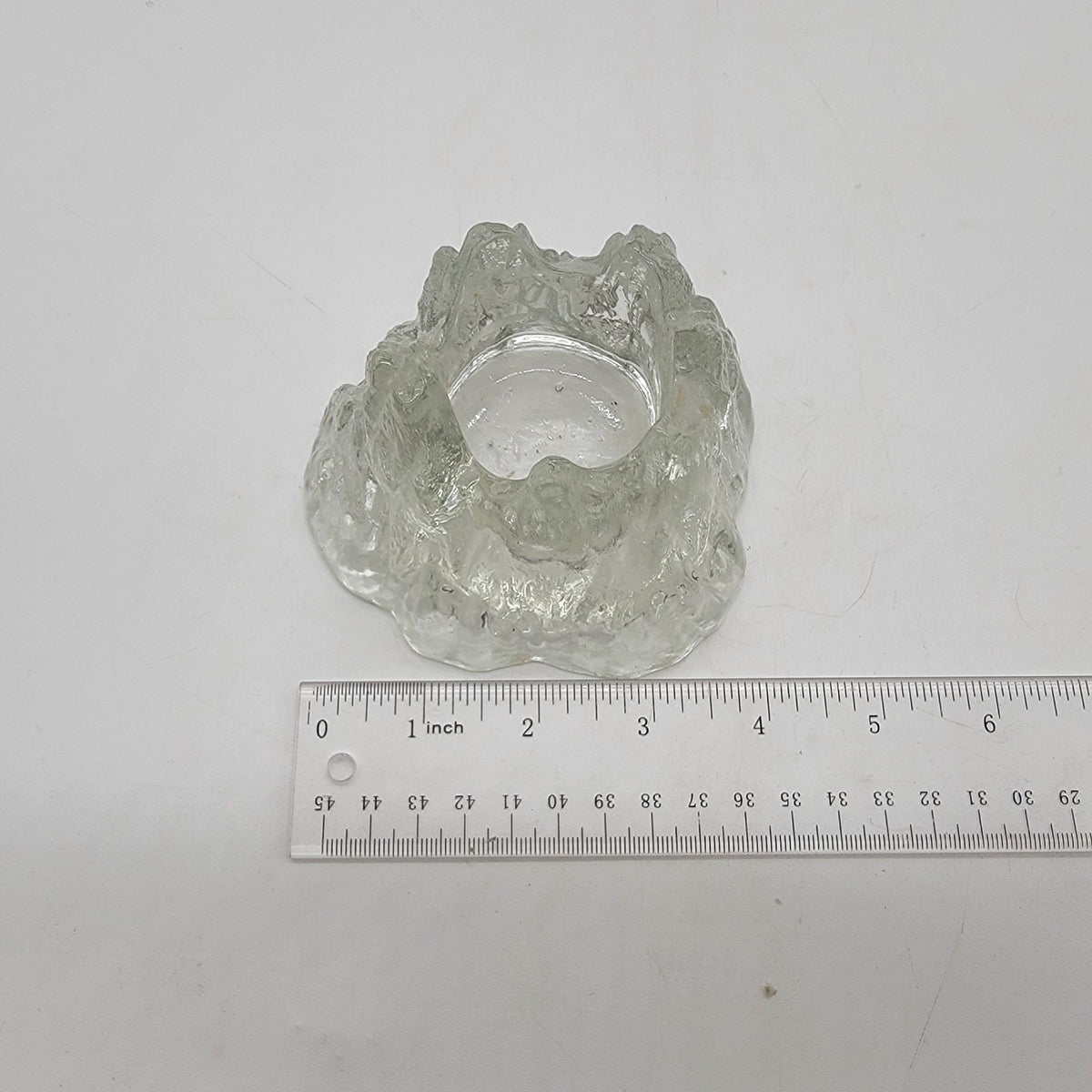 1970s Nybro Sweden Iceberg Glass Candle Holder