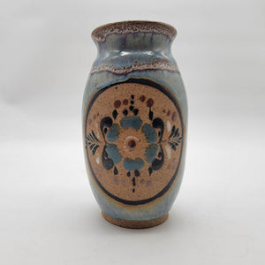 Vintage Netzi Tonala Mexican Pottery Vase with Flower