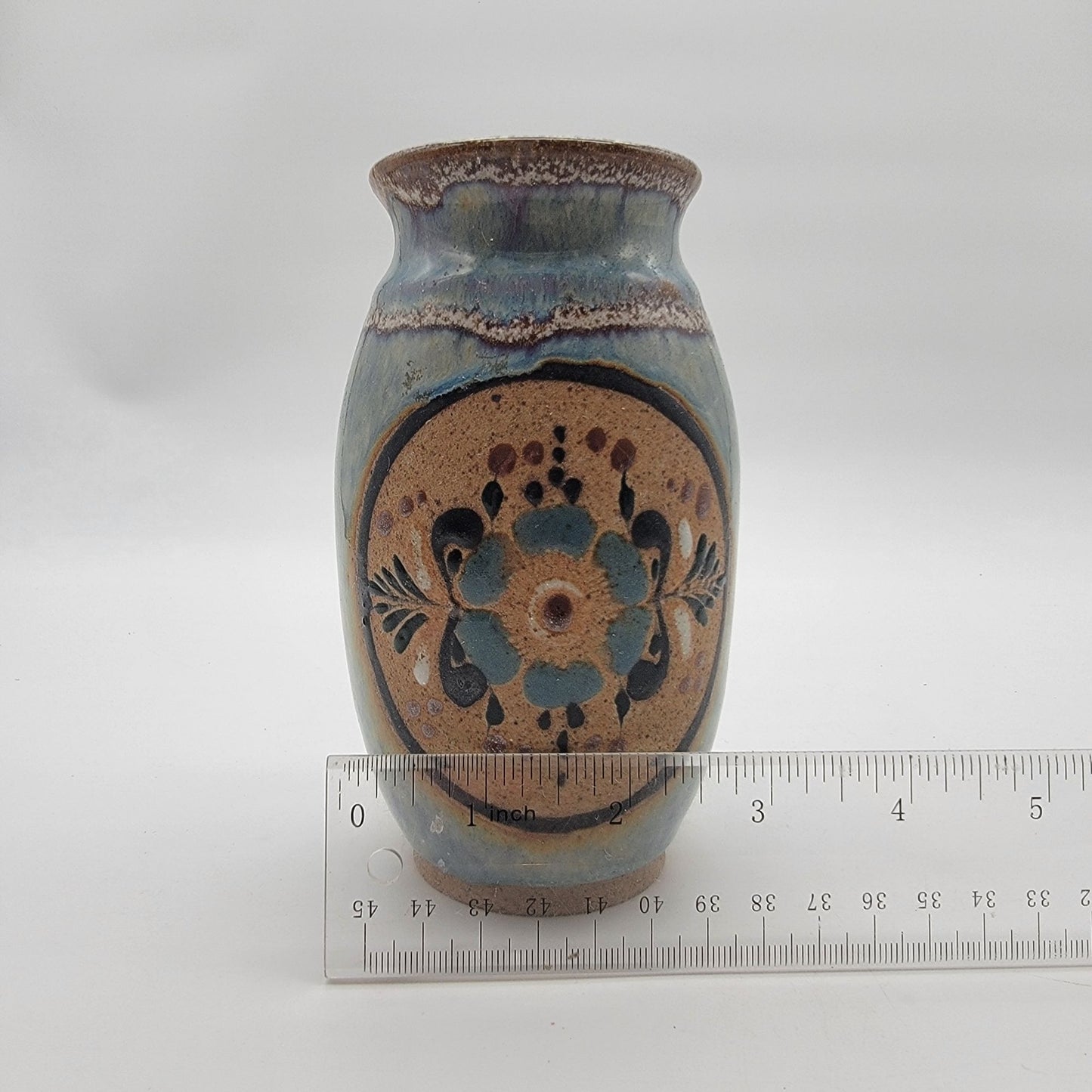 Vintage Netzi Tonala Mexican Pottery Vase with Flower