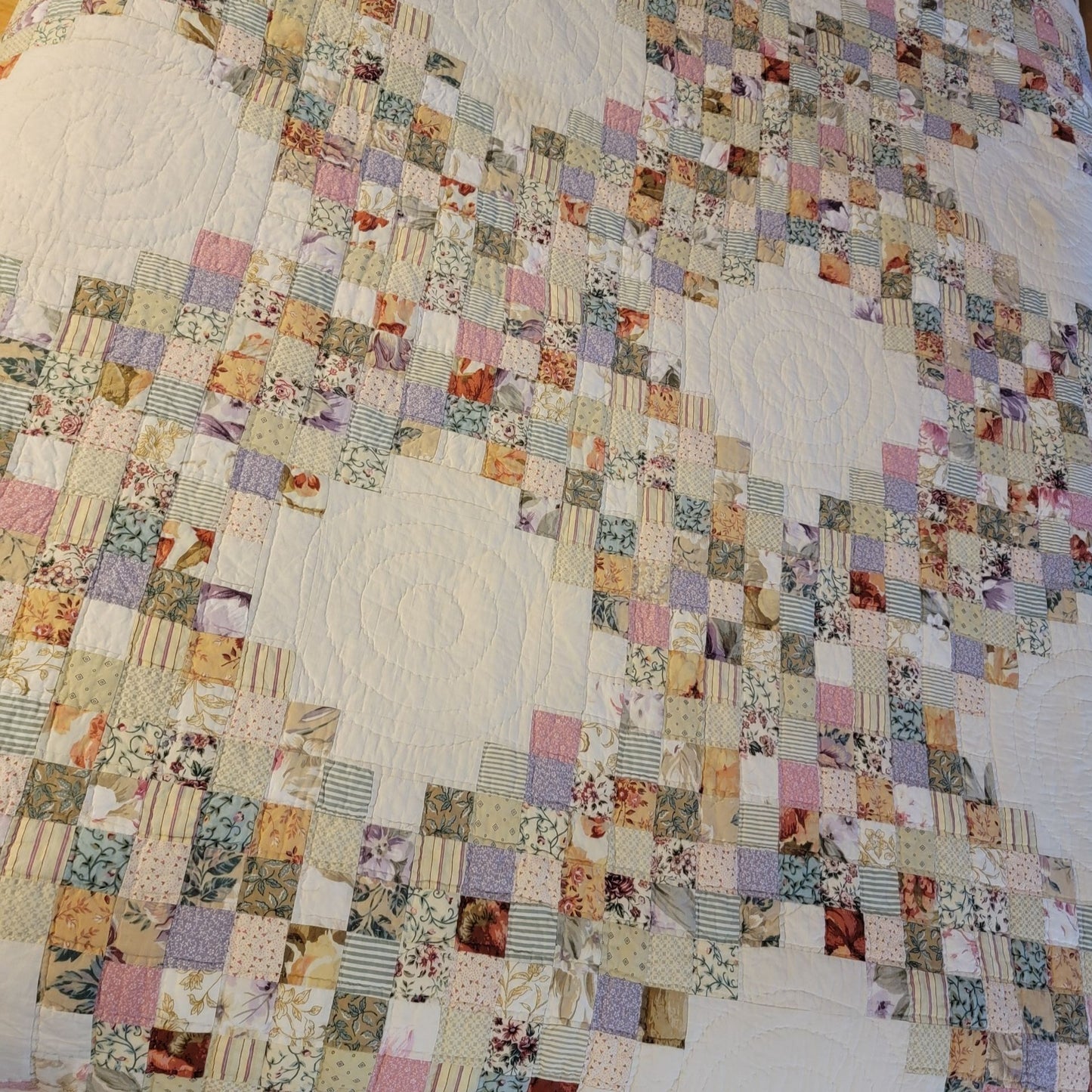 Vintage Triple Irish Chain Patchwork Quilt 98" x 91"